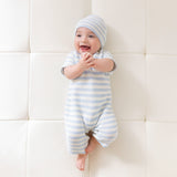 Baby Boy - Mario Cotton Candy Striped Romper With Short Sleeves