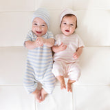 Baby Boy - Mario Cotton Candy Striped Romper With Short Sleeves