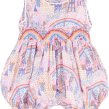 Baby Girl - Iris  Cotton Hand Embroidered Smocked Romper