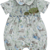 Baby Boy - Gustave 100% Cotton Hand Embroidered Smocked Romper