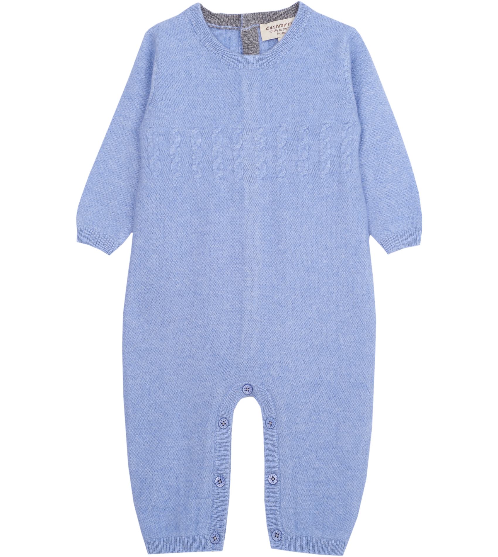 Baby Boy - Drew 100% Cashmere Romper with Cable knit Panel