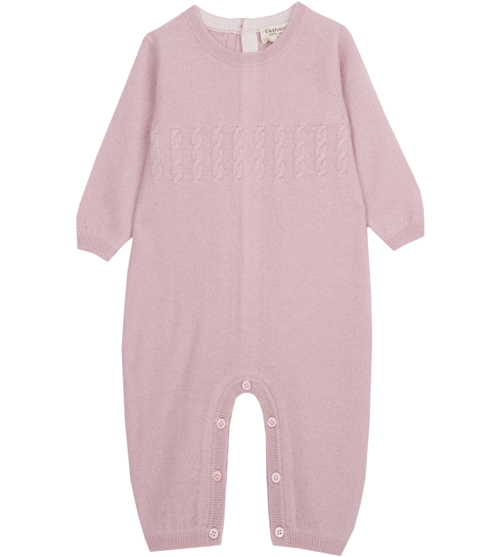 Baby Girl - Drew 100% Cashmere Romper With Cable Knit Panel