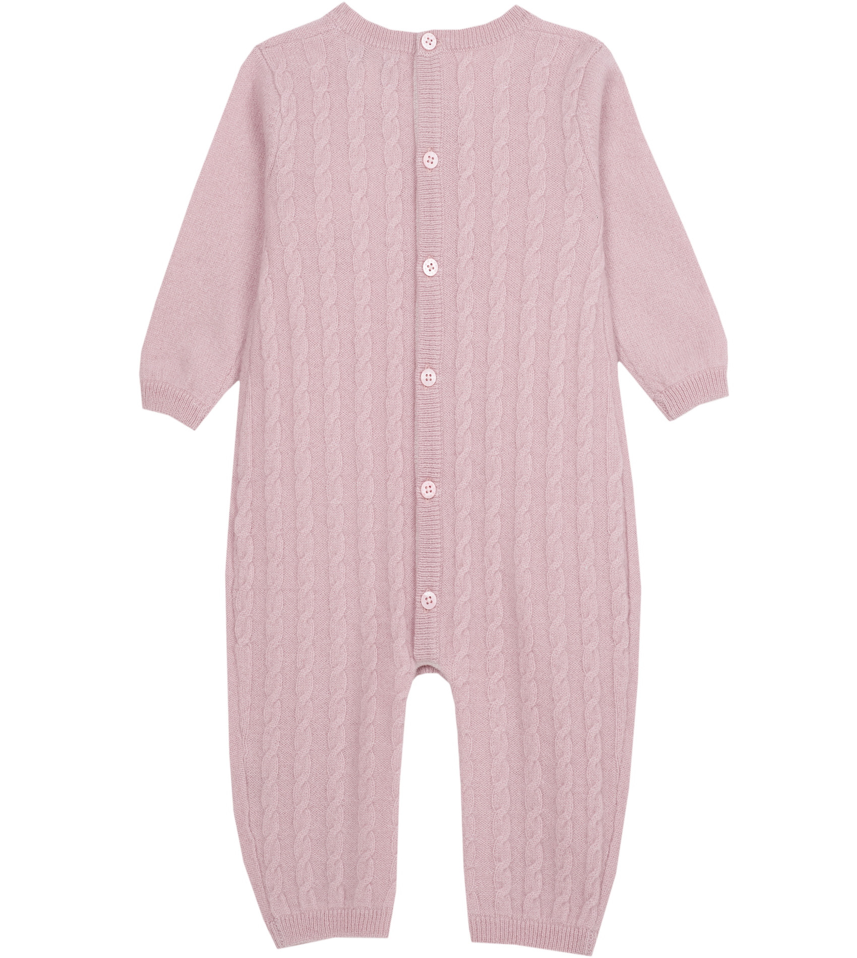 Baby Girl - Drew 100% Cashmere Romper With Cable Knit Panel