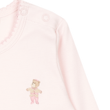 Baby Girl - Ica Bodysuit in 100% Pima Cotton with Hand-Embroidered Bear