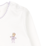 Baby Girl - Ica Bodysuit in 100% Pima Cotton with Hand-Embroidered Bear