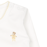 Baby Girl - Ica Bodysuit in 100% Pima Cotton with Hand-Embroidered Bear
