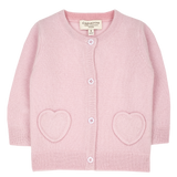 Baby Girl - Sweetheart Cashmere Cardigan with Heart Pockets in 100% Mongolian Cashmere