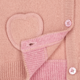 Baby Girl - Sweetheart Cashmere Cardigan with Heart Pockets in 100% Mongolian Cashmere