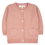 Baby Girl - Sweetheart Cashmere Cardigan with Heart Pockets in 100% Mongolian Cashmere