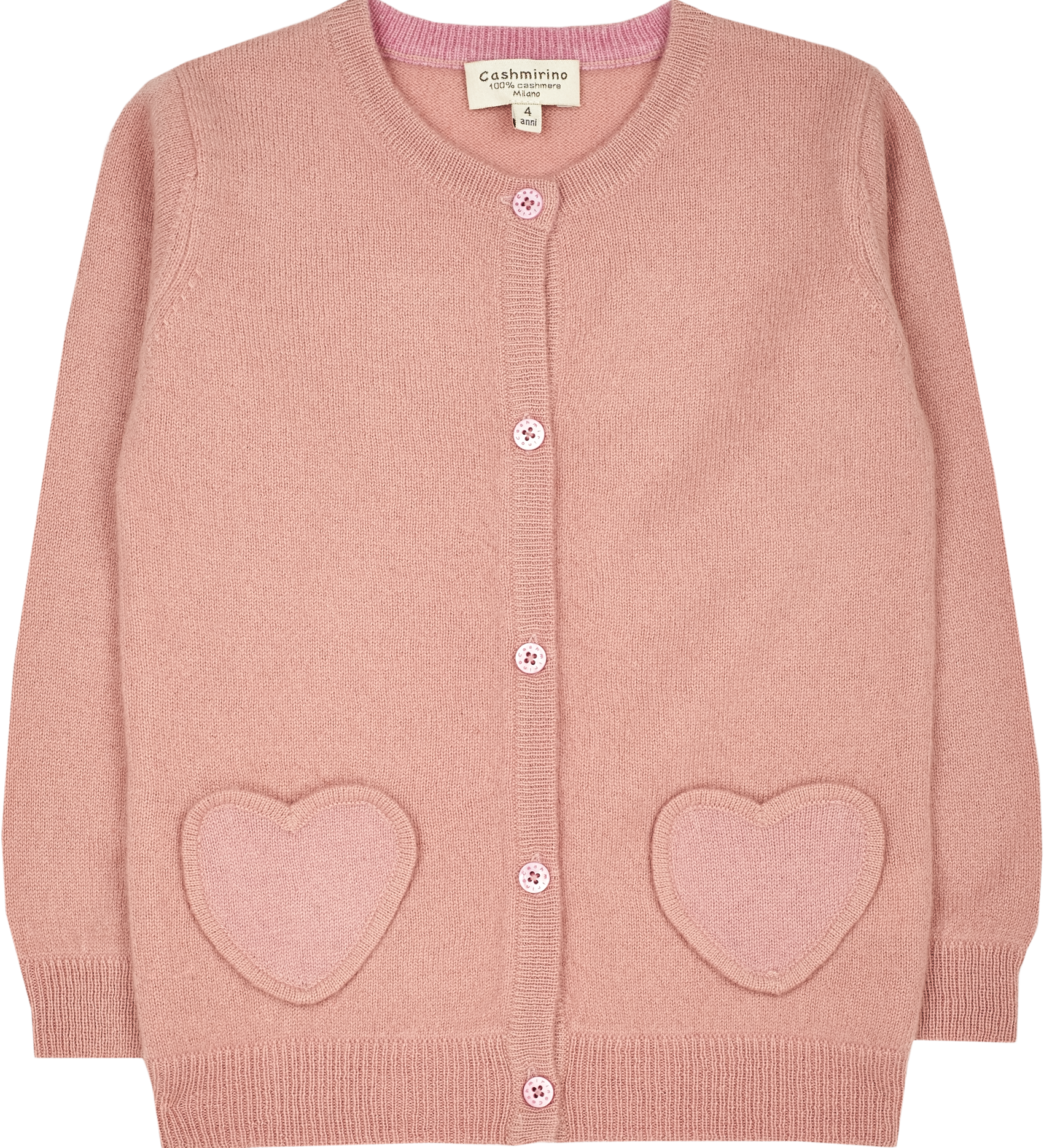 Girl - Sweetheart Cashmere cardigan with Heart Pockets