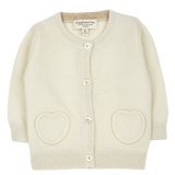 Baby Girl - Sweetheart Cashmere Cardigan with Heart Pockets in 100% Mongolian Cashmere