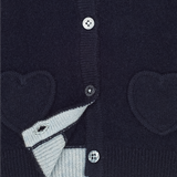 Baby Girl - Sweetheart Cashmere Cardigan with Heart Pockets in 100% Mongolian Cashmere