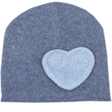 Girl - Maya Linen Stitch Cashmere Hat with Heart Patch