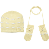 Baby Girl - 100% Cashmere Mittens With Contrasting In And Out Detail And Bow