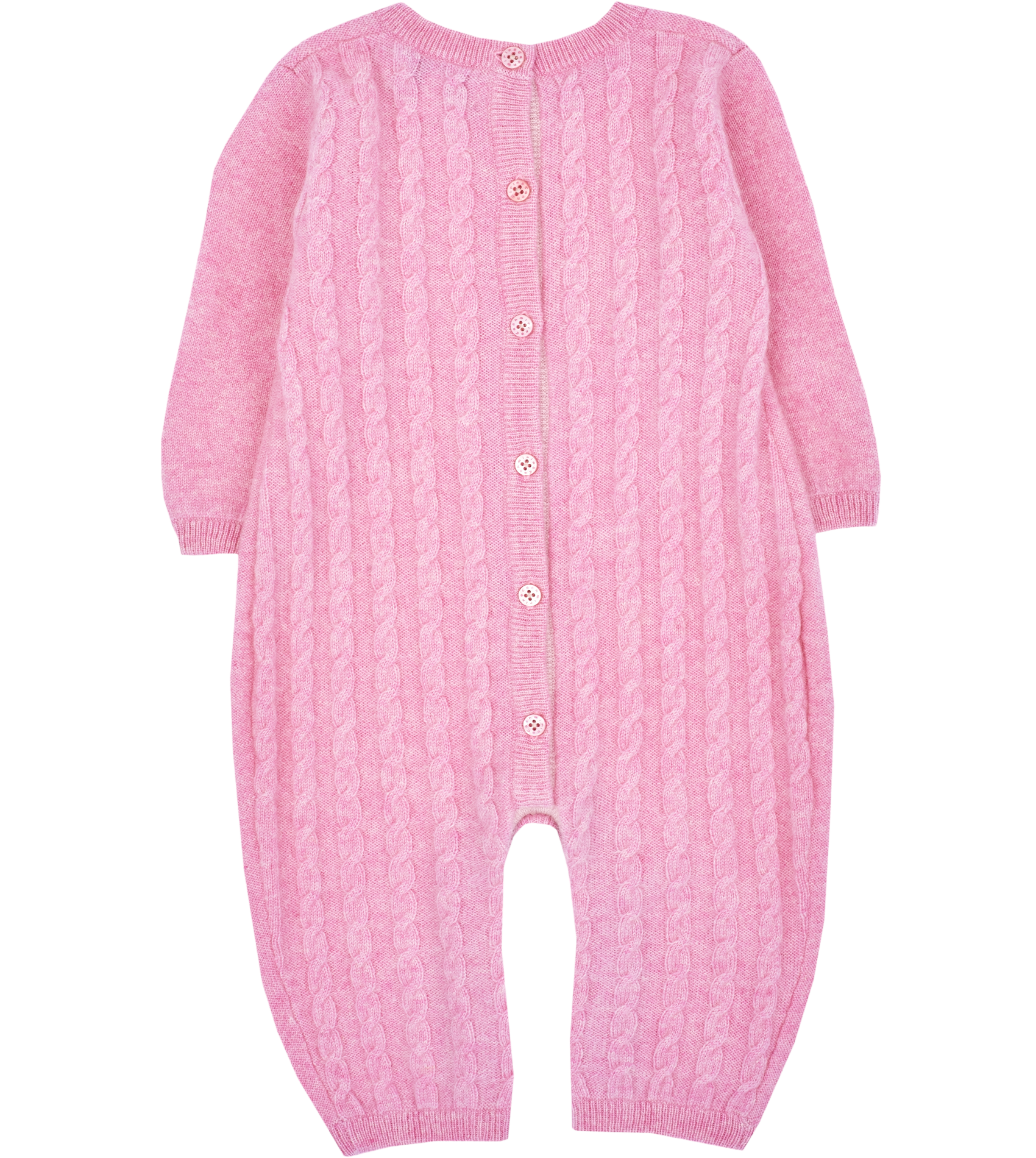 Baby Girl - Drew 100% Cashmere Romper With Cable Knit Panel