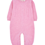 Baby Girl - Drew 100% Cashmere Romper With Cable Knit Panel