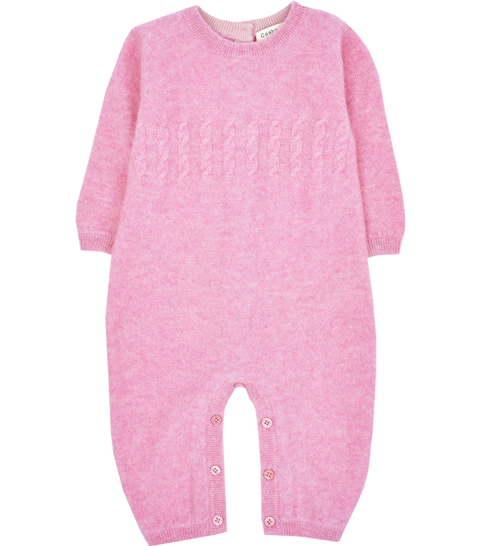 Baby Girl - Drew 100% Cashmere Romper With Cable Knit Panel