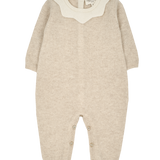 Baby Girl - Jerez Cashmere Romper with Contrasting Flower Collar