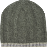 Baby Cashmere Cable Knit Hat With One Stripe Contrasting Border