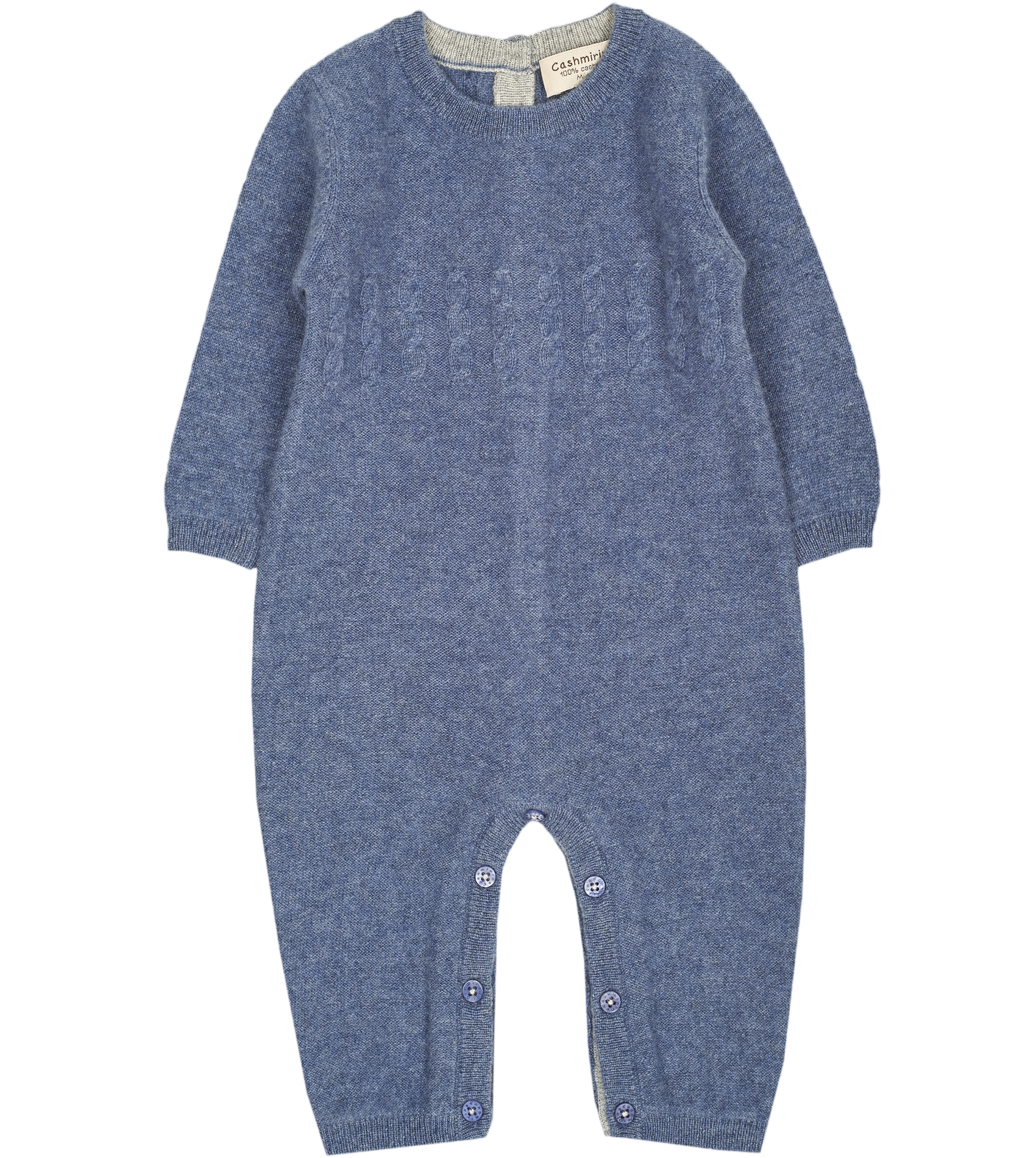 Baby Boy - Drew 100% Cashmere Romper with Cable knit Panel