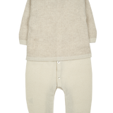 Baby Boy - 100% Cashmere Cardigan And Romper With Moss Tweed Stitch Detail Set