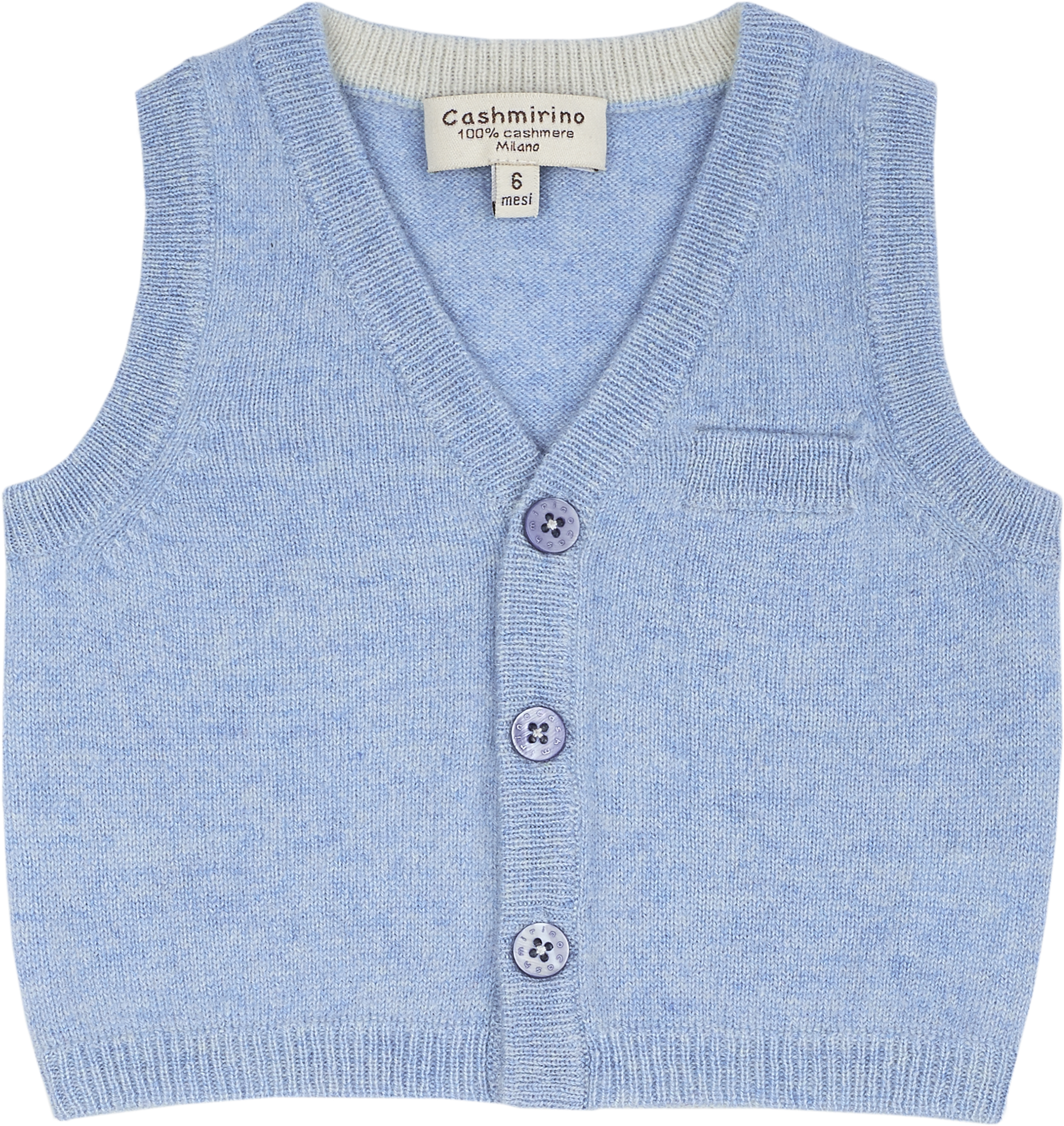 Baby Boy - Benjamin 100% Cashmere V-Neck Sleeveless Cardigan With Pocket