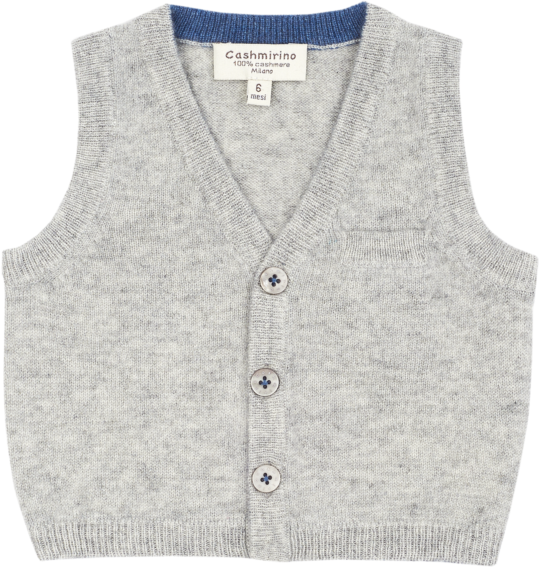 Baby Boy - Benjamin 100% Cashmere V-Neck Sleeveless Cardigan With Pocket