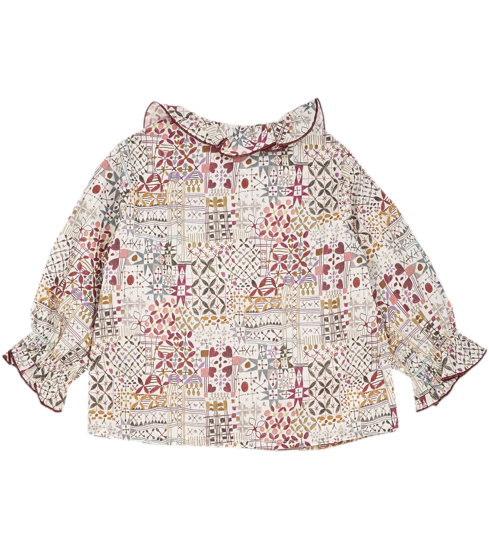Baby Girl - Callie 100% Cotton Blouse with Pleats and Ruffle Collar