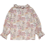 Girl - Callie 100% Cotton Blouse With Pleats and Ruffle Collar