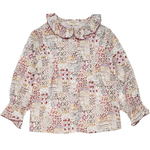 Girl - Callie 100% Cotton Blouse With Pleats and Ruffle Collar