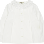 Girl - Callie 100% Cotton Blouse With Pleats and Ruffle Collar