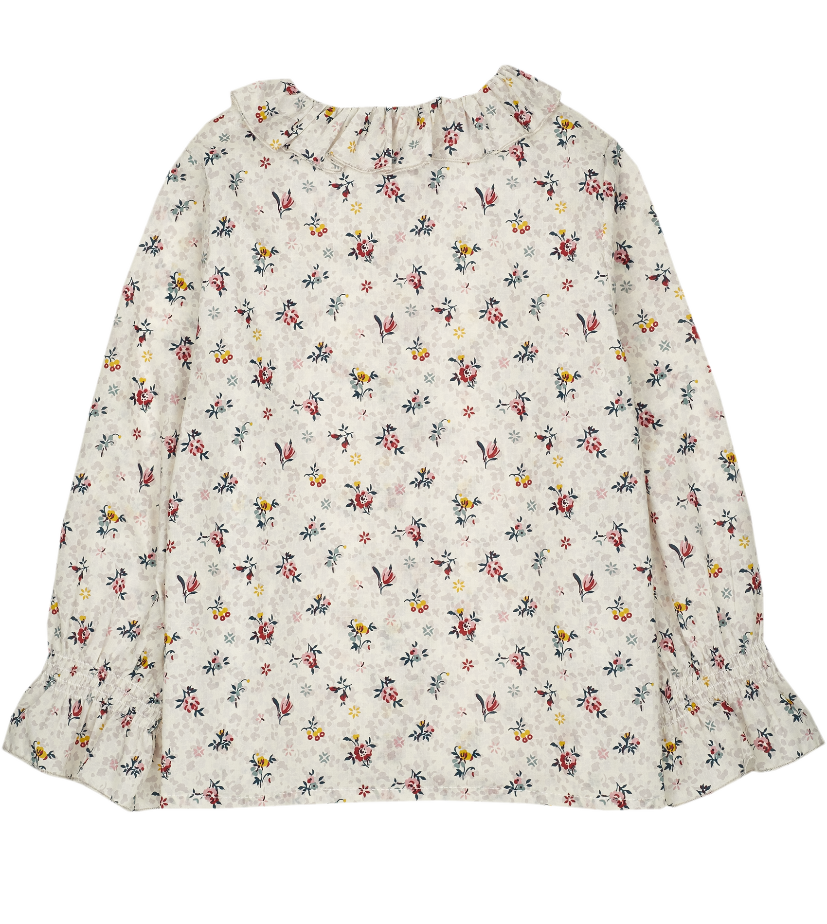Girl - Callie 100% Cotton Blouse With Pleats and Ruffle Collar