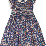 Baby Girl - Rachel Dress – Hand Embroidered Smocked 100% Cotton in Swimmer Print