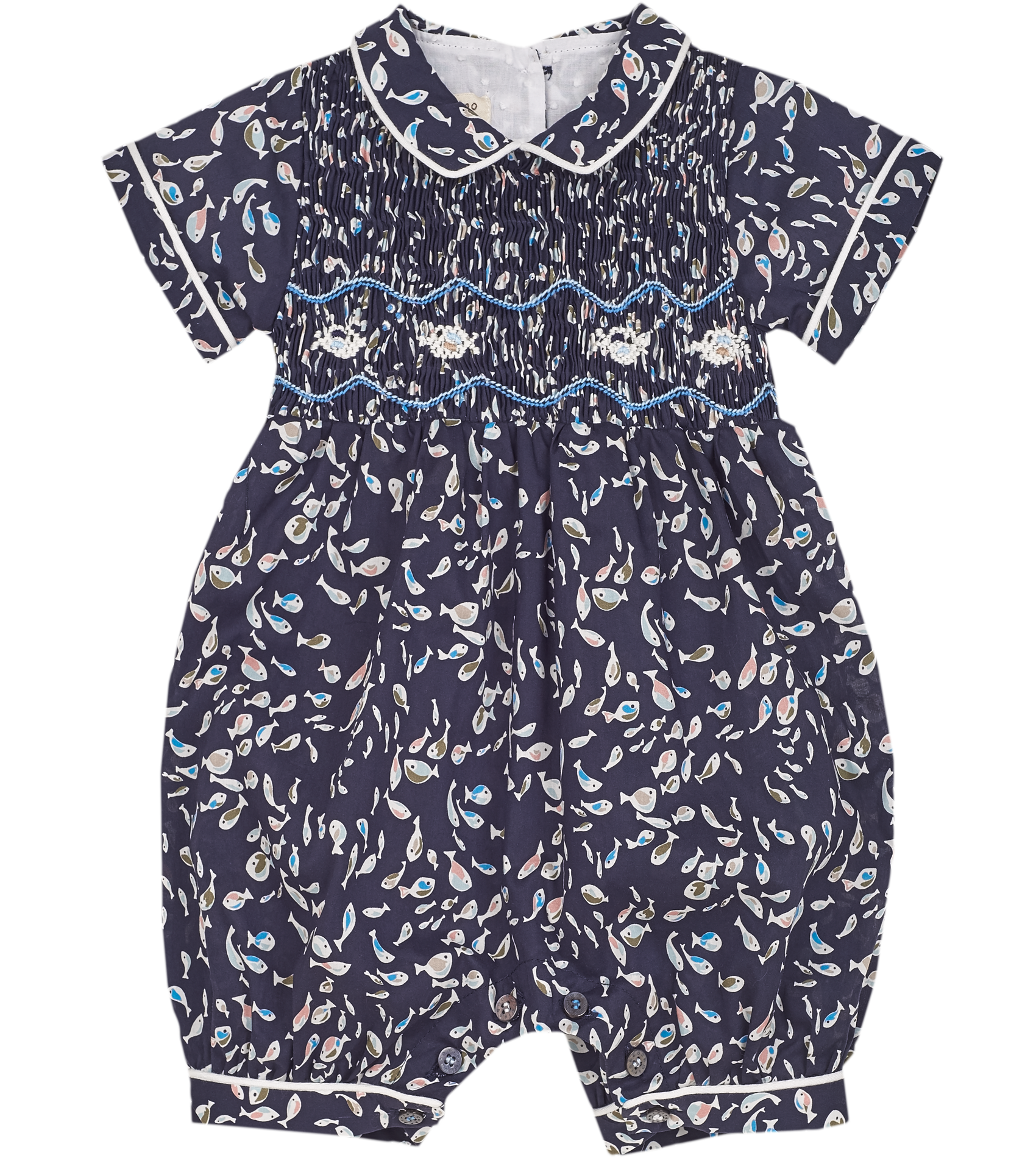 Baby Boy - Federico 100% Cotton Smocked Romper