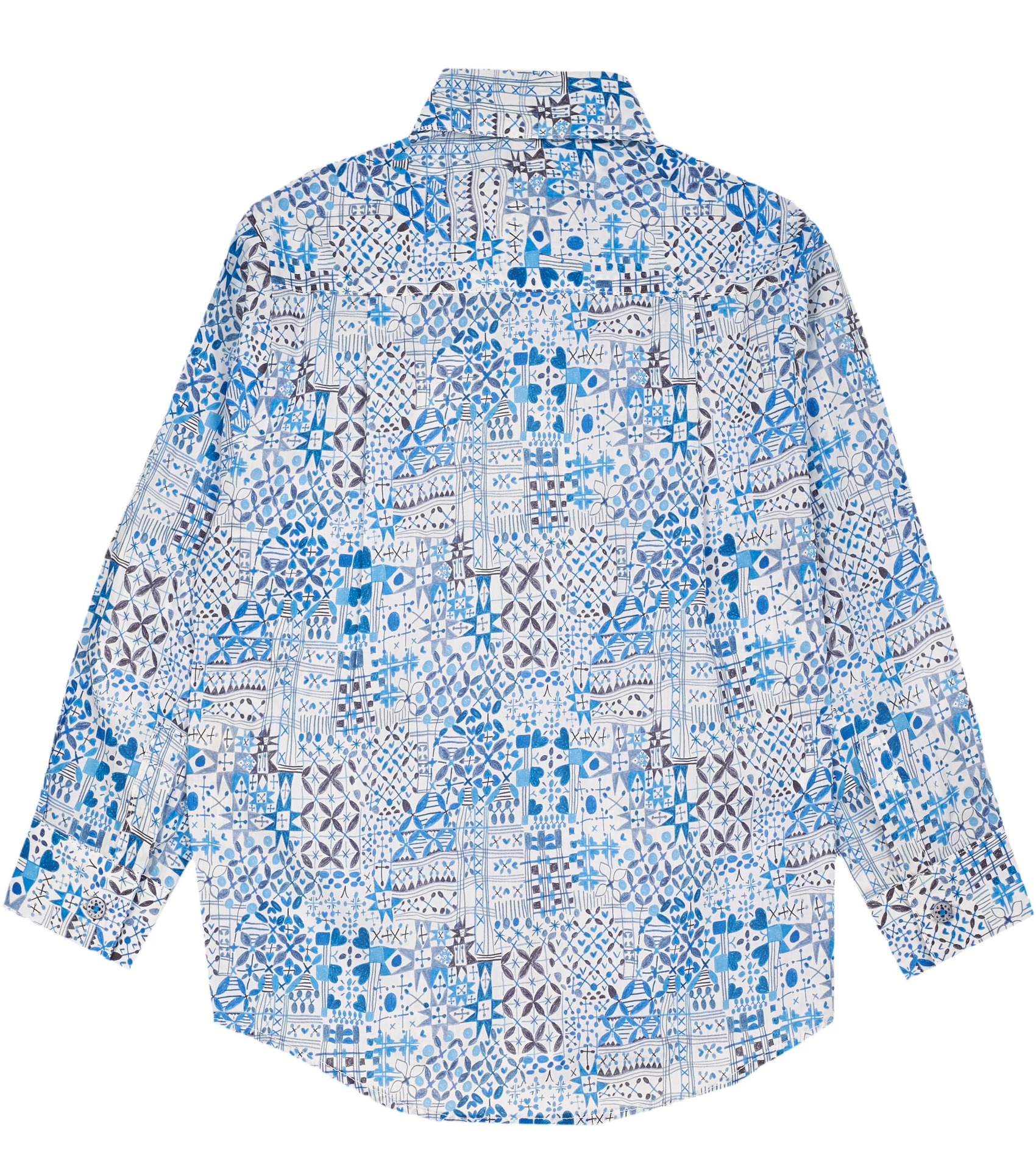 Boy - Oliver 100% Cotton Classic Shirt with Geometrical Pattern