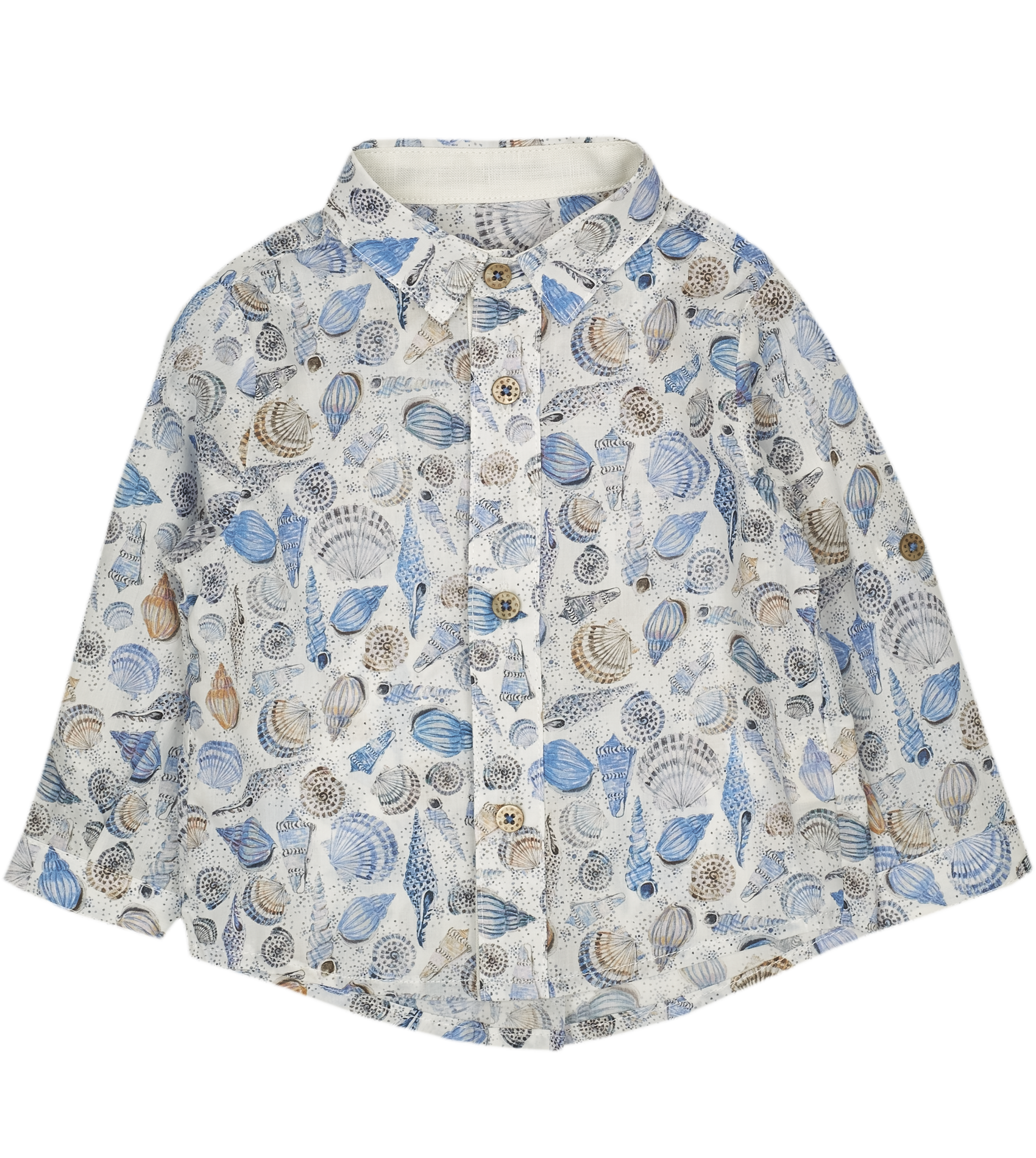 Baby Boy - Oliver 100% Cotton Classic Collar Shirt With Sea Prints