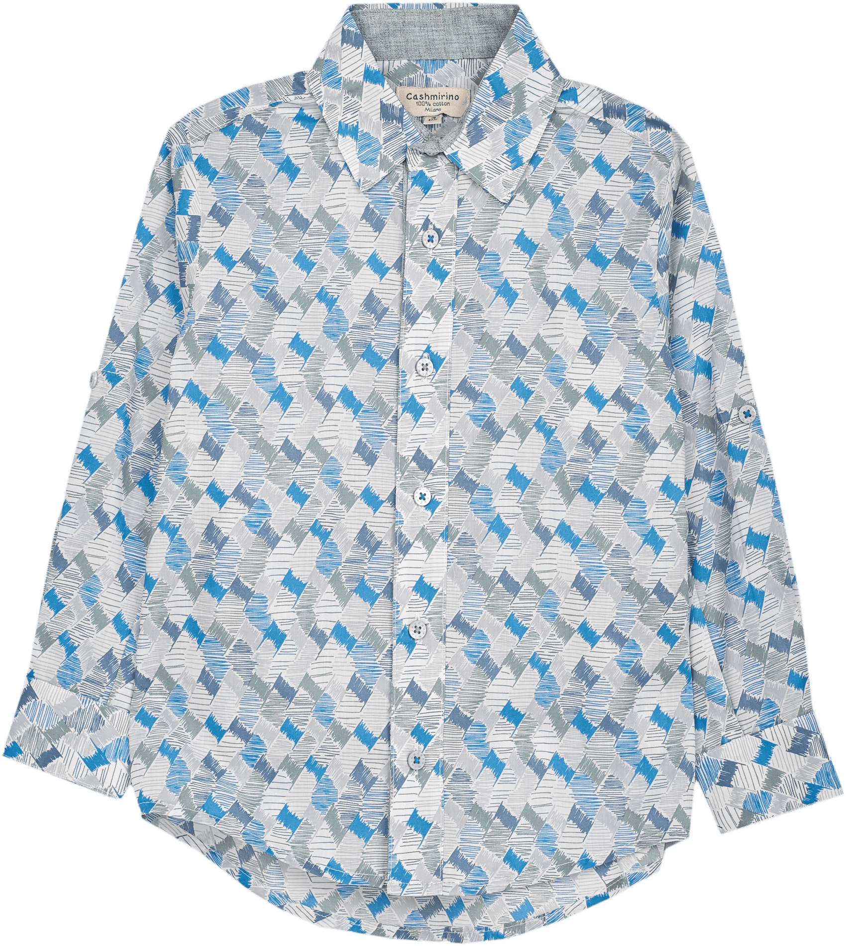 Boy - Oliver 100% Cotton Classic Shirt with Geometrical Pattern