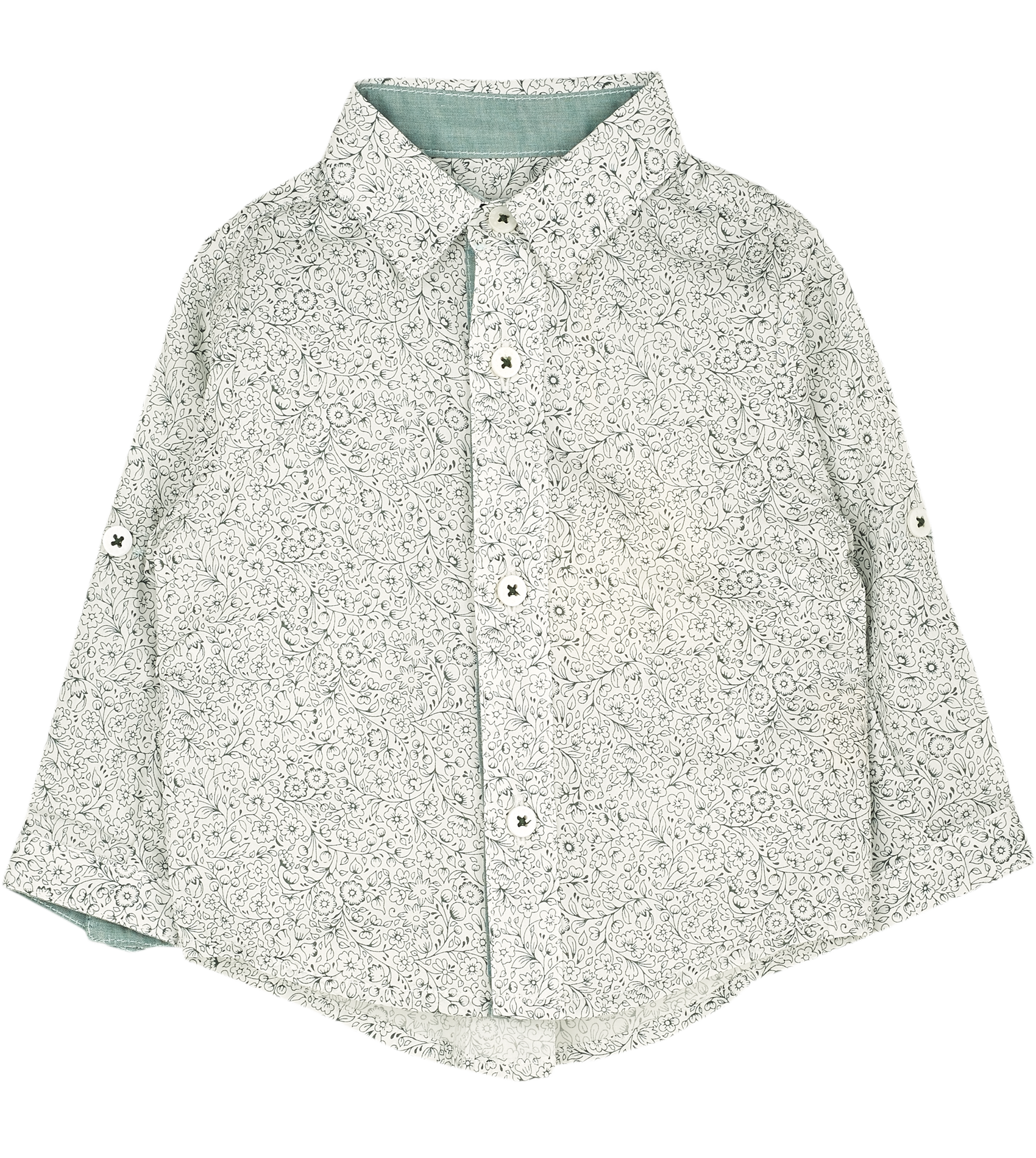 Baby Boy - Oliver 100% Cotton Classic Collar Shirt With Floral Prints