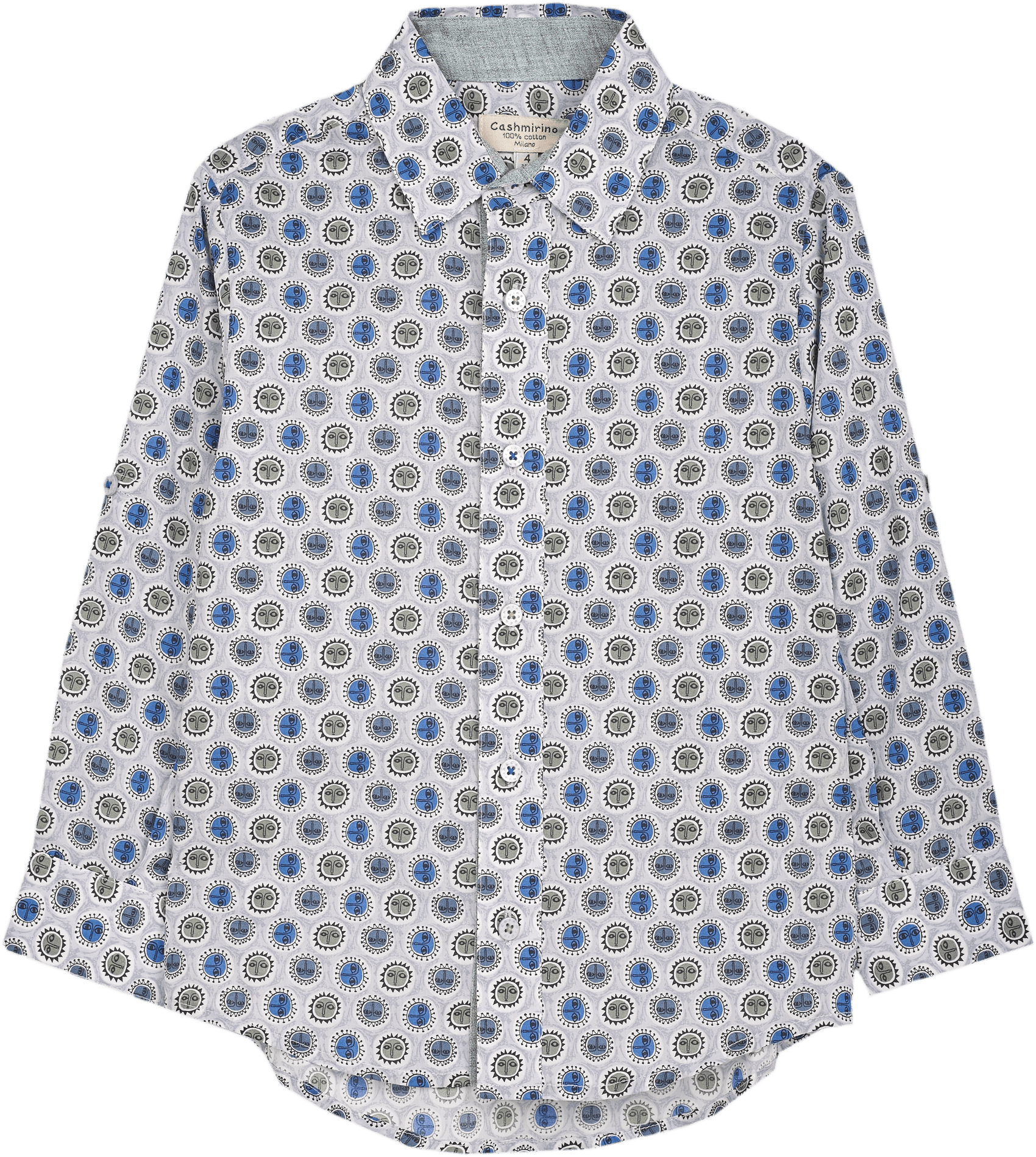 Boy - Oliver 100% Cotton Classic Shirt with Geometrical Pattern