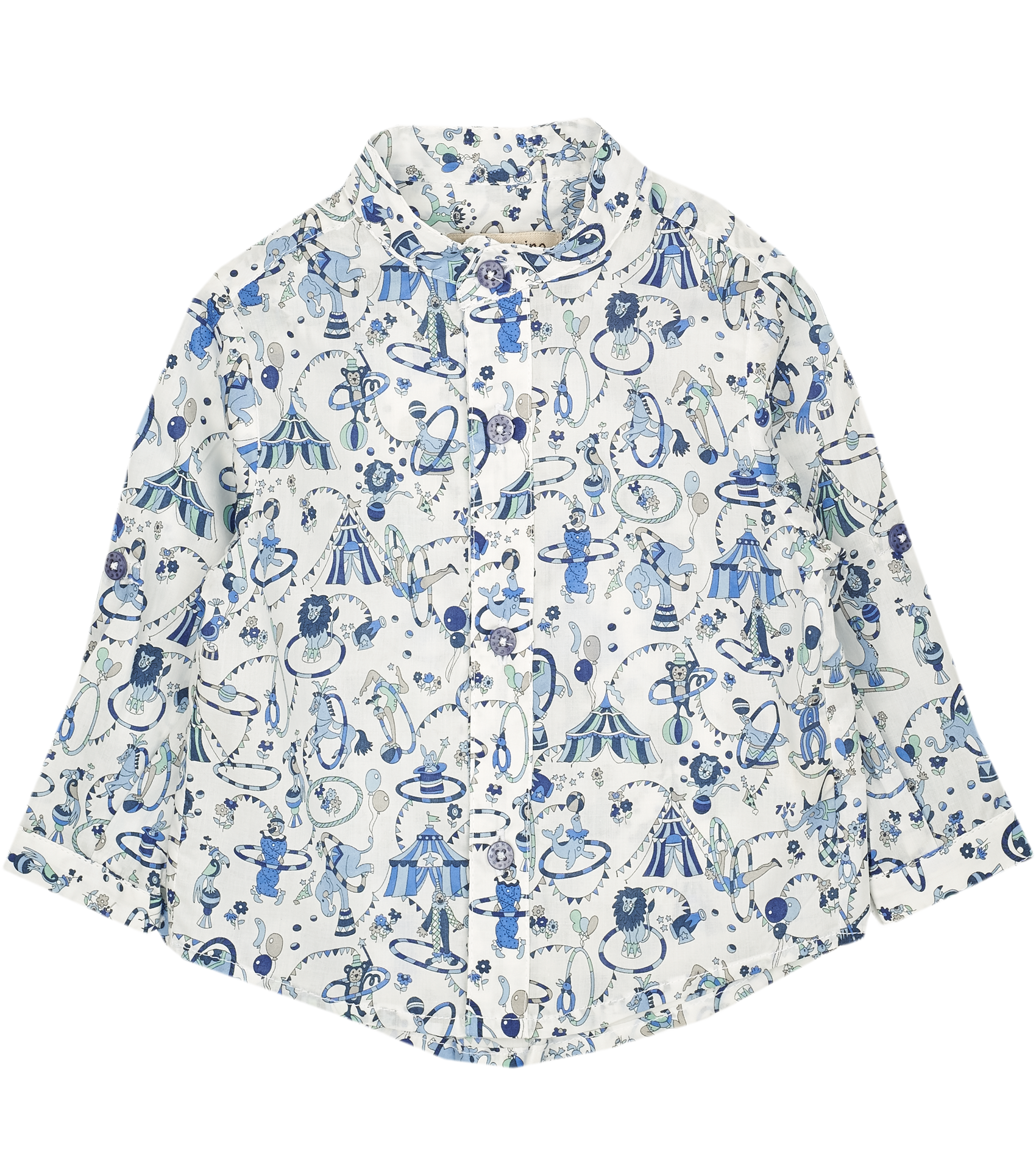 Baby Boy - Bruno 100% Cotton Grandad Shirt With Roll-Up Sleeves