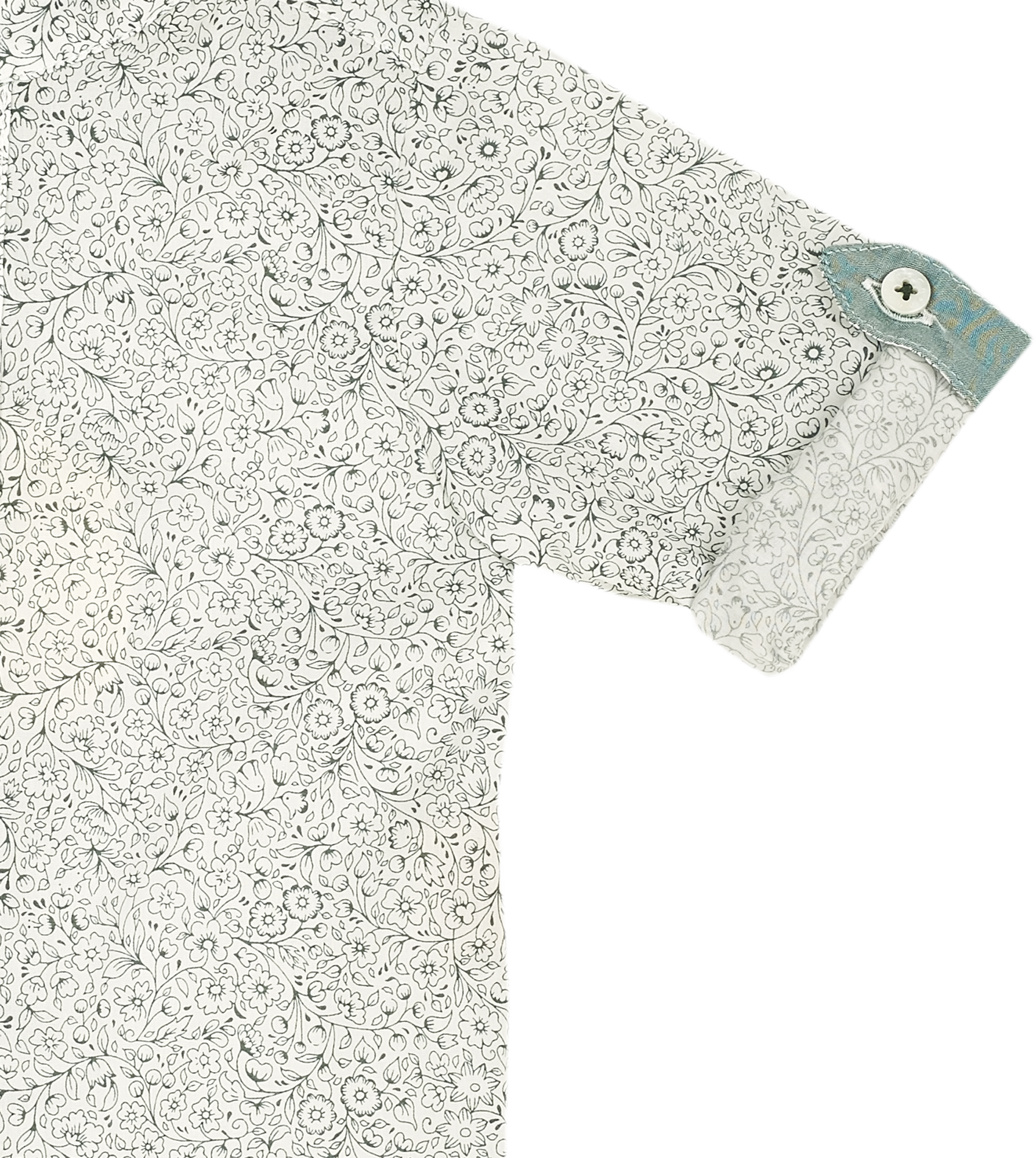 Baby Boy - Mika 100% Cotton Grandad Collar Shirt With Internal Contrast