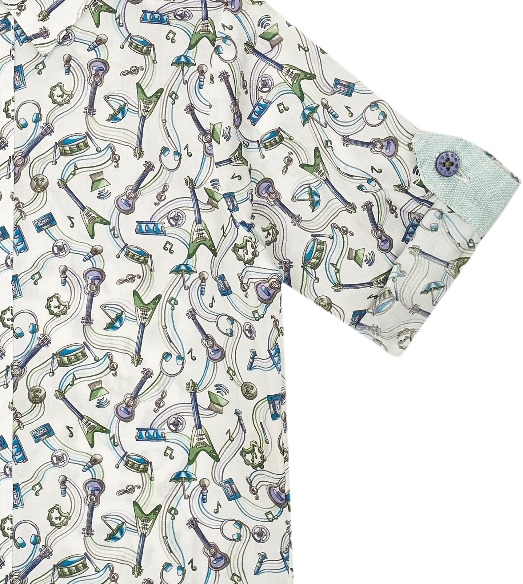 Baby Boy - Mika 100% Cotton Grandad Collar Shirt With Internal Contrast