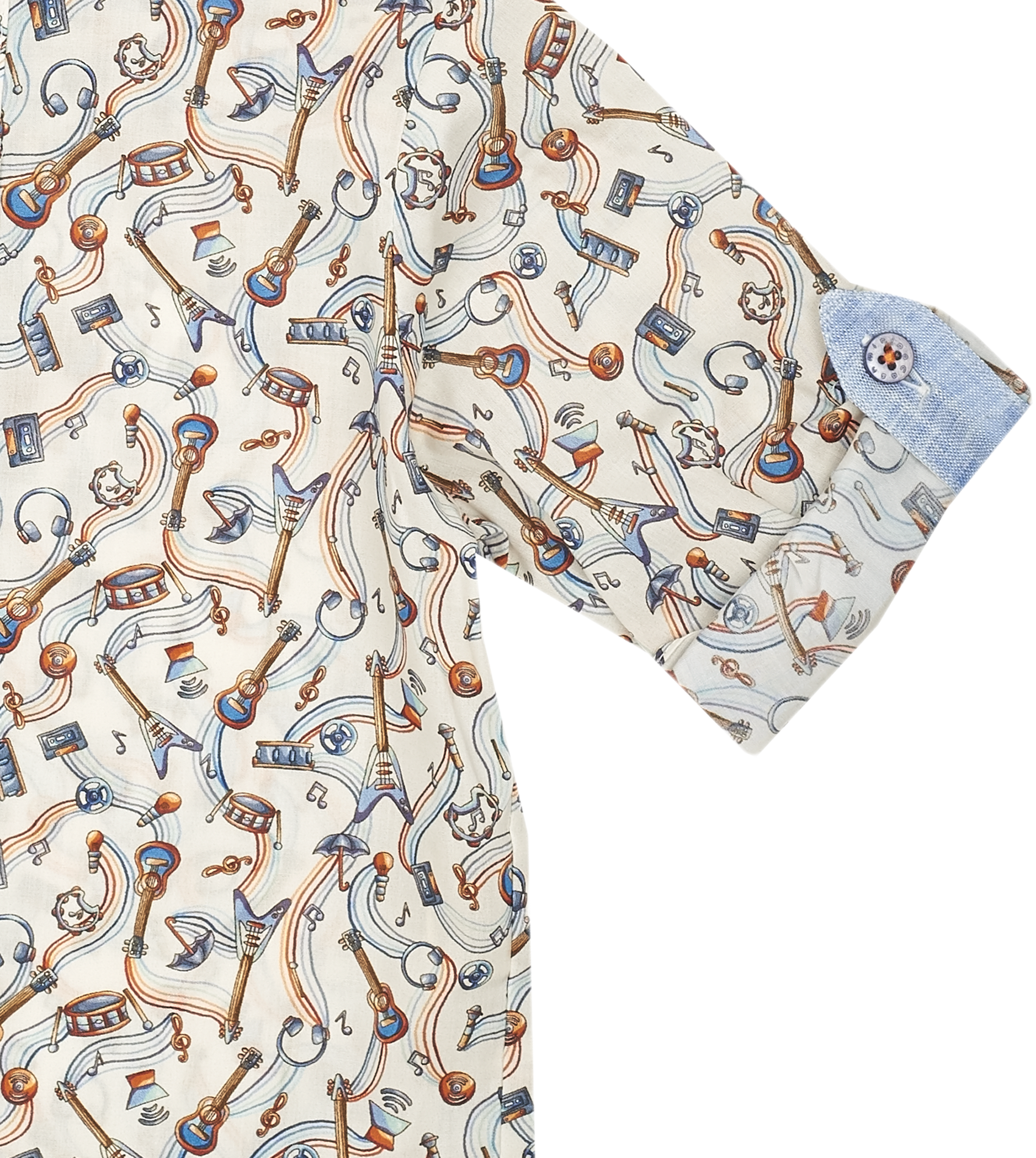 Baby Boy - Mika 100% Cotton Grandad Collar Shirt With Internal Contrast