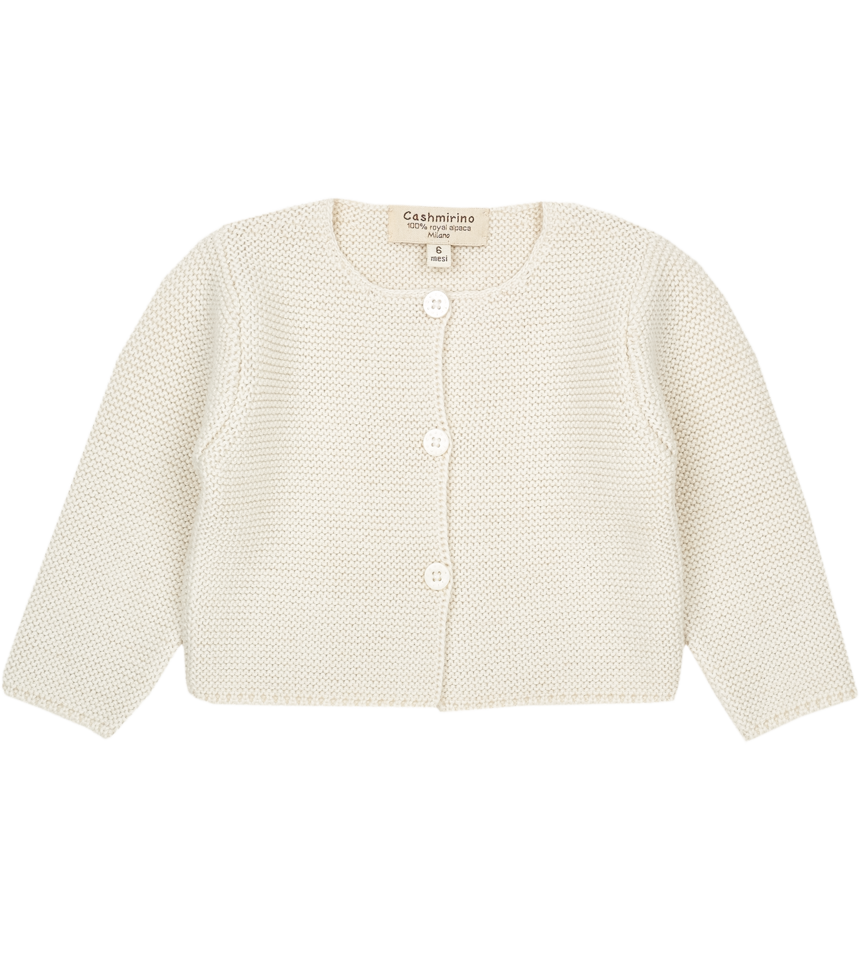 Cashmirino Off White Baby Girl Royal Alpaca Cropped Cardigan