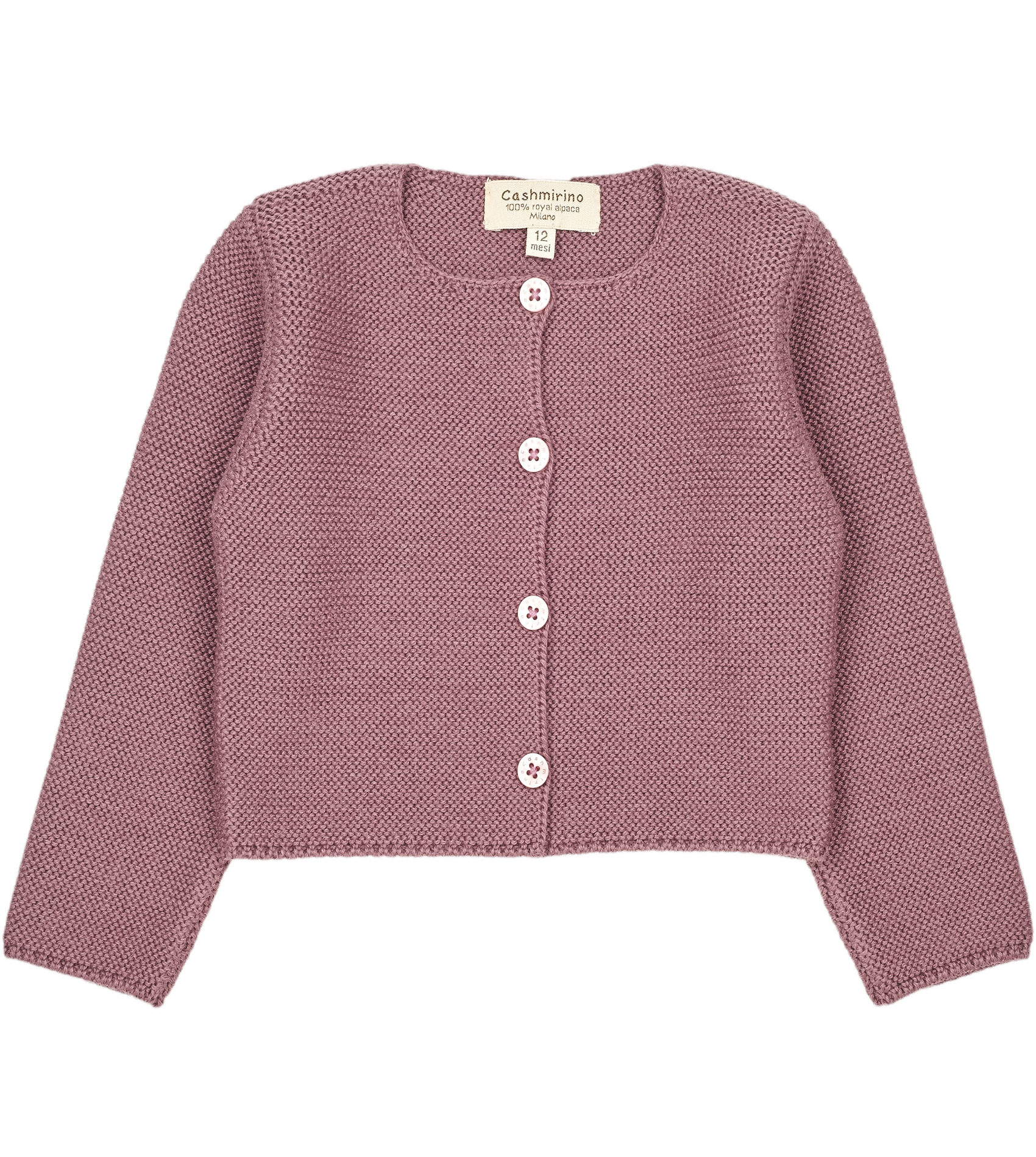Cashmirino Mauve Baby Girl Royal Alpaca Cropped Cardigan