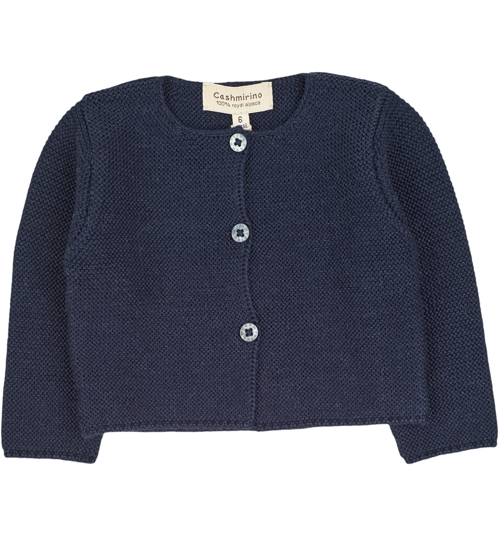 Cashmirino Navy Blue Baby Girl Royal Alpaca Cropped Cardigan