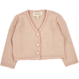 Baby Girl - Cropped Royal Alpaca Cardigan with Crochet Buttons