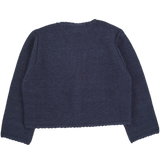 Baby Girl - Cropped Royal Alpaca Cardigan with Crochet Buttons