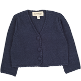 Baby Girl - Cropped Royal Alpaca Cardigan with Crochet Buttons