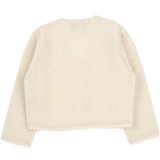 Baby Girl - Cropped Royal Alpaca Cardigan with Crochet Buttons
